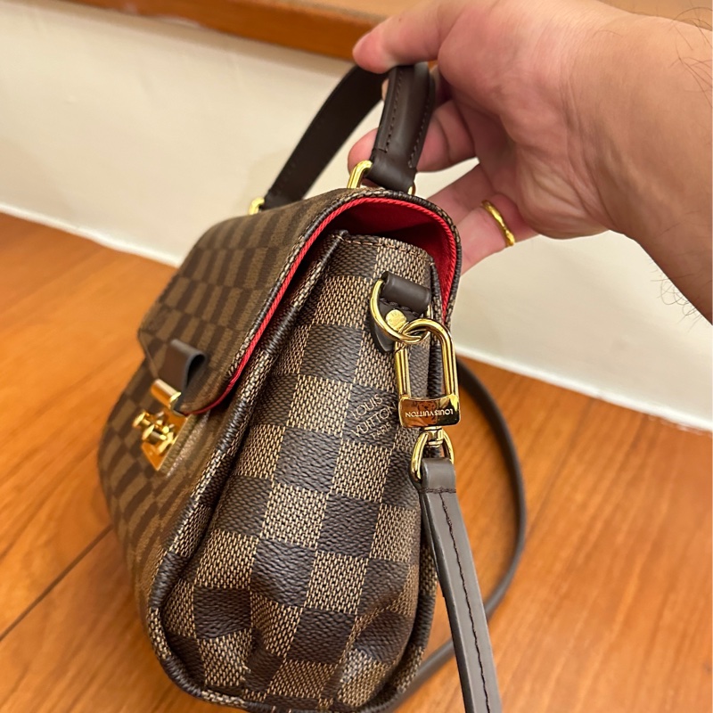 LV 咖棋盤金釦手提兩用斜背包-3