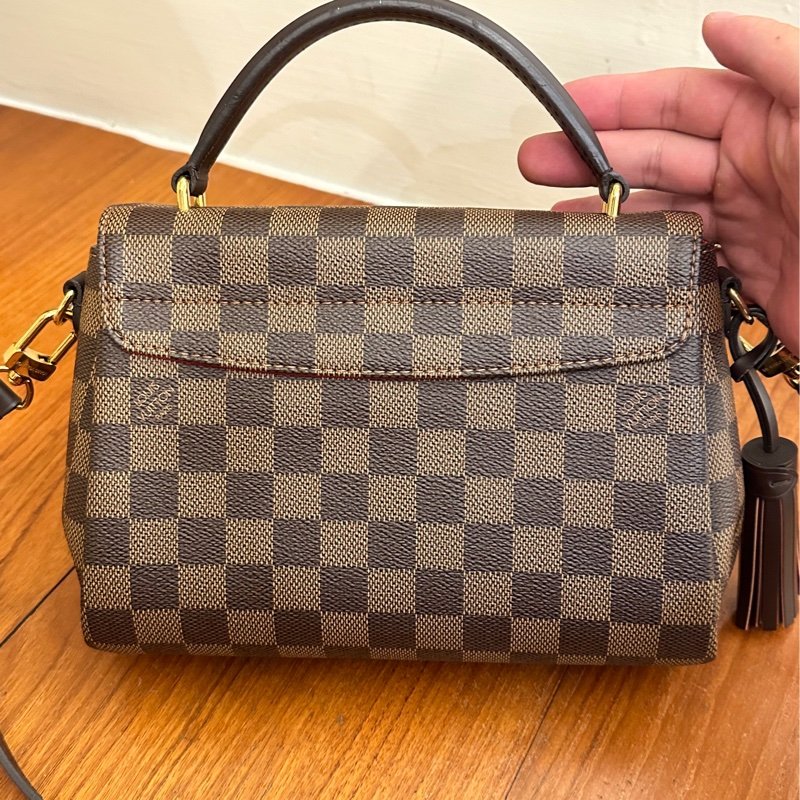 LV 咖棋盤金釦手提兩用斜背包-4