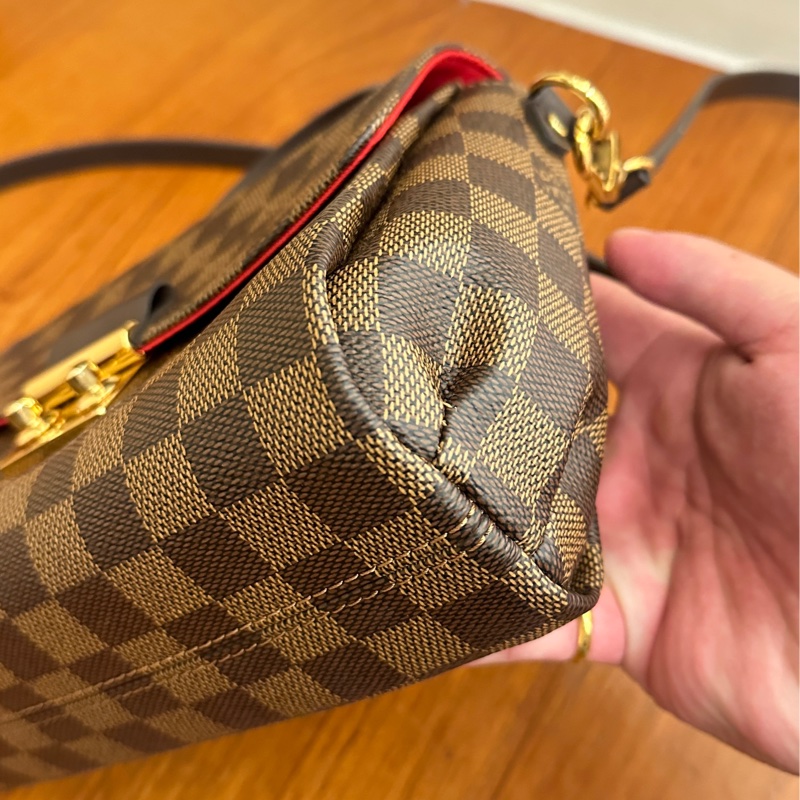 LV 咖棋盤金釦手提兩用斜背包-8