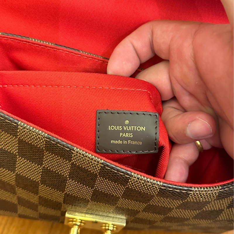 LV 咖棋盤金釦手提兩用斜背包-9