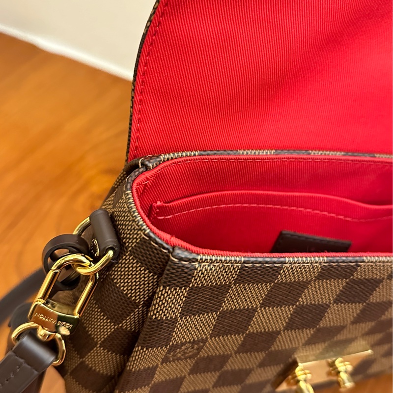 LV 咖棋盤金釦手提兩用斜背包-10