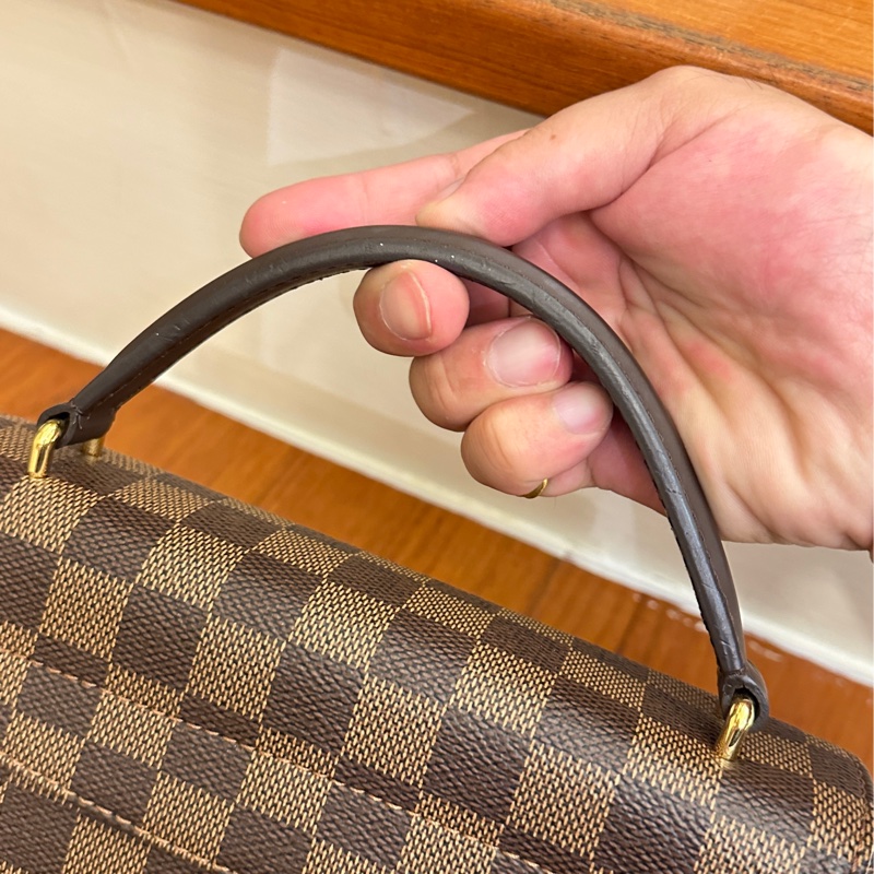 LV 咖棋盤金釦手提兩用斜背包-16