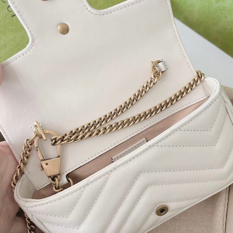 【哥吉拉精品時尚】Gucci 古馳 GG Marmont mini 純淨白 99新🆕 （誠可議🔪勿擾）-5