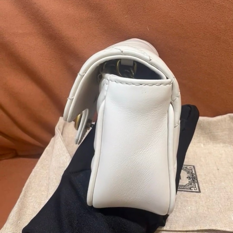 【哥吉拉精品時尚】Gucci 古馳 GG Marmont mini 純淨白 99新🆕 （誠可議🔪勿擾）-9