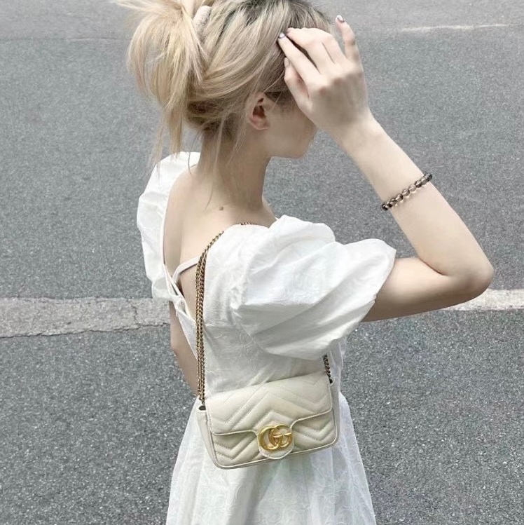 【哥吉拉精品時尚】Gucci 古馳 GG Marmont mini 純淨白 99新🆕 （誠可議🔪勿擾）-14