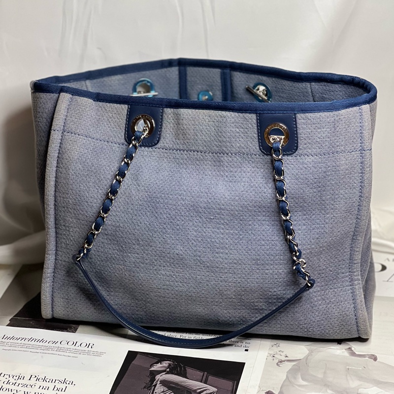 Chanel 牛仔丹寧沙灘包 中號-4