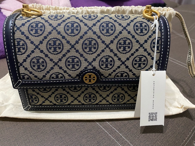 全新Tory Burch T MONOGRAM 老花緹花風琴包-0