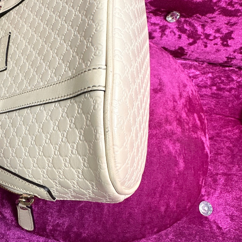 GUCCI 白牛革壓紋手提斜背貝殼包449654-12