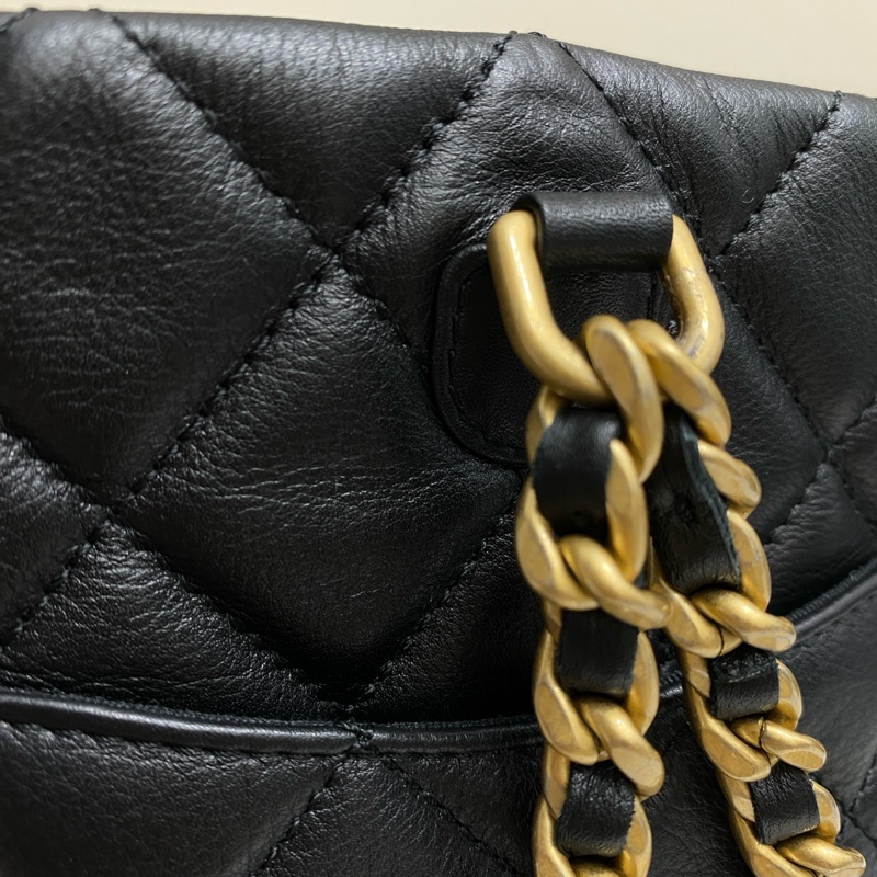 Chanel 子母後背包雙肩包 黑金小牛皮-6