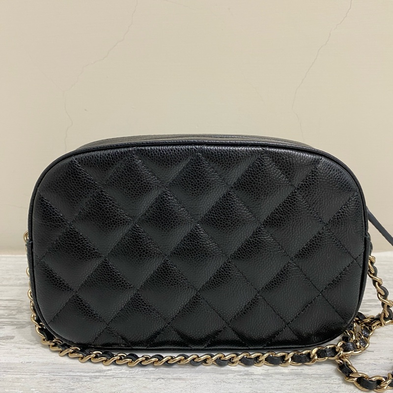 Chanel 荔枝牛黑金鏈帶晚宴包相機包手機包-1