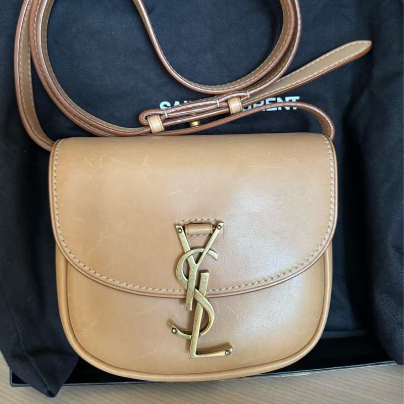 YSL Kaia mini leather shoulder bag 迷你馬鞍包 焦糖色-0