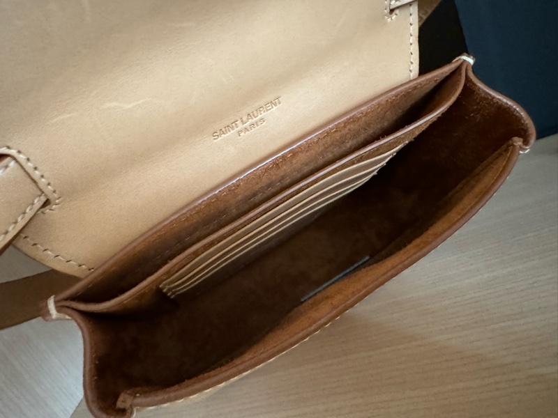 YSL Kaia mini leather shoulder bag 迷你馬鞍包 焦糖色-5