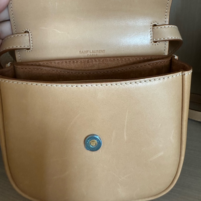 YSL Kaia mini leather shoulder bag 迷你馬鞍包 焦糖色-7