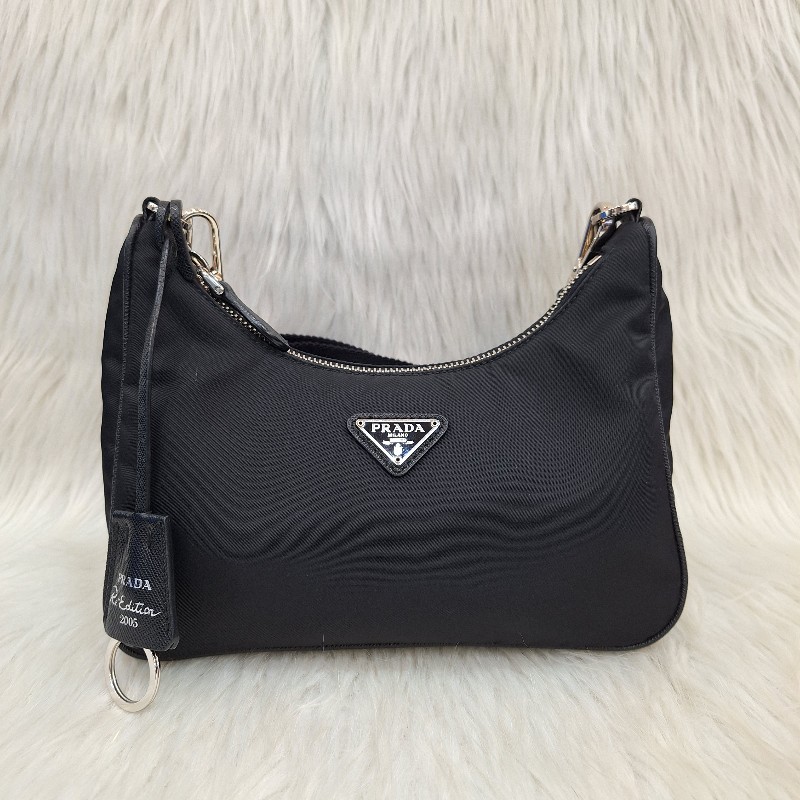 PRADA  黑色尼龍布銀鍊三合一 零錢/肩背/斜背包-3