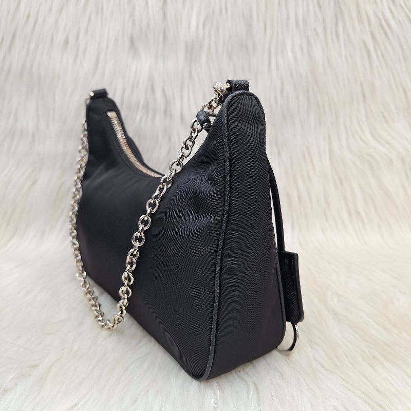 PRADA  黑色尼龍布銀鍊三合一 零錢/肩背/斜背包-5