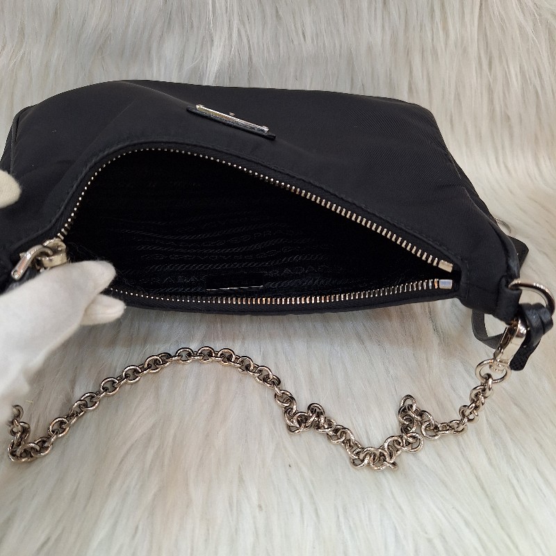 PRADA  黑色尼龍布銀鍊三合一 零錢/肩背/斜背包-12