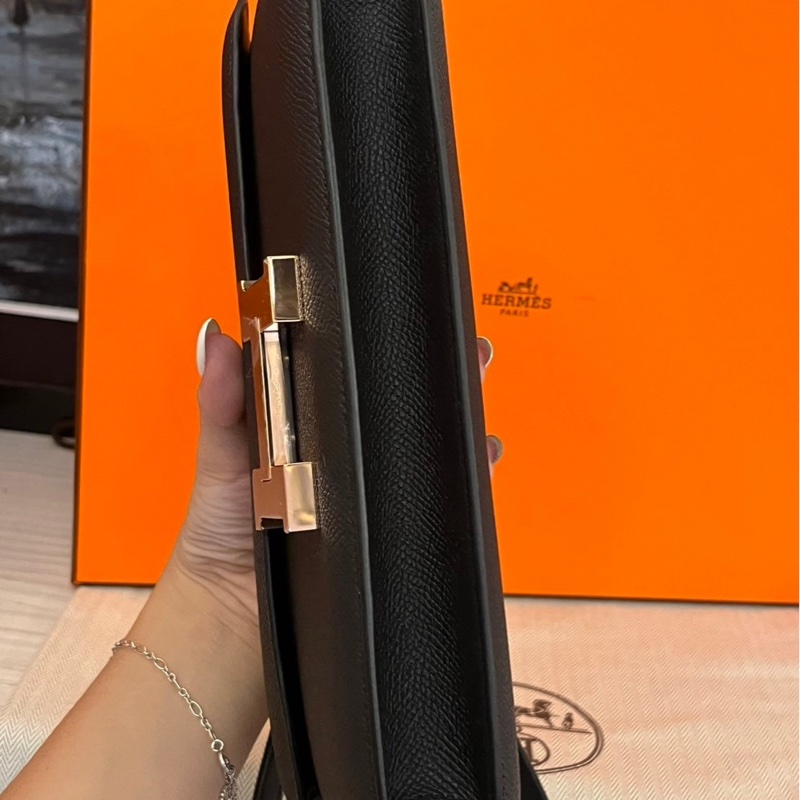 Hermes Constance elan 黑玫瑰金扣-8