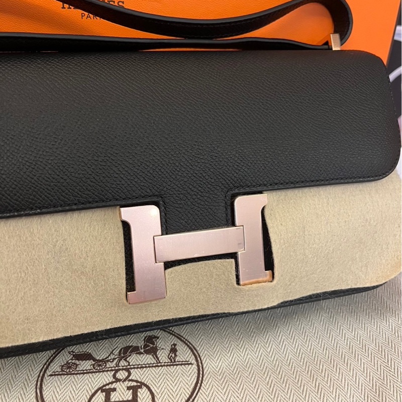 Hermes Constance elan 黑玫瑰金扣-10