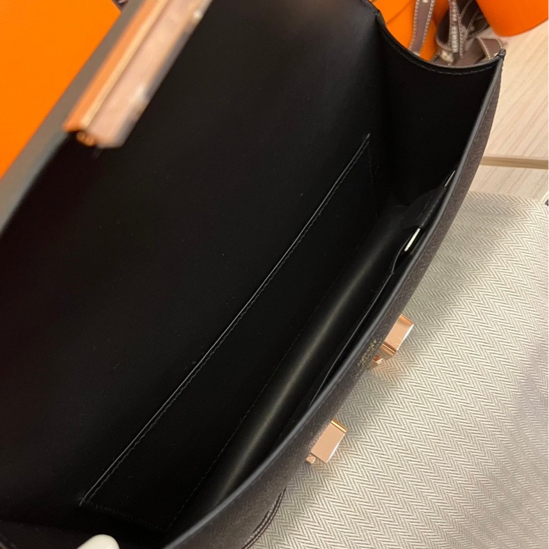 Hermes Constance elan 黑玫瑰金扣-14