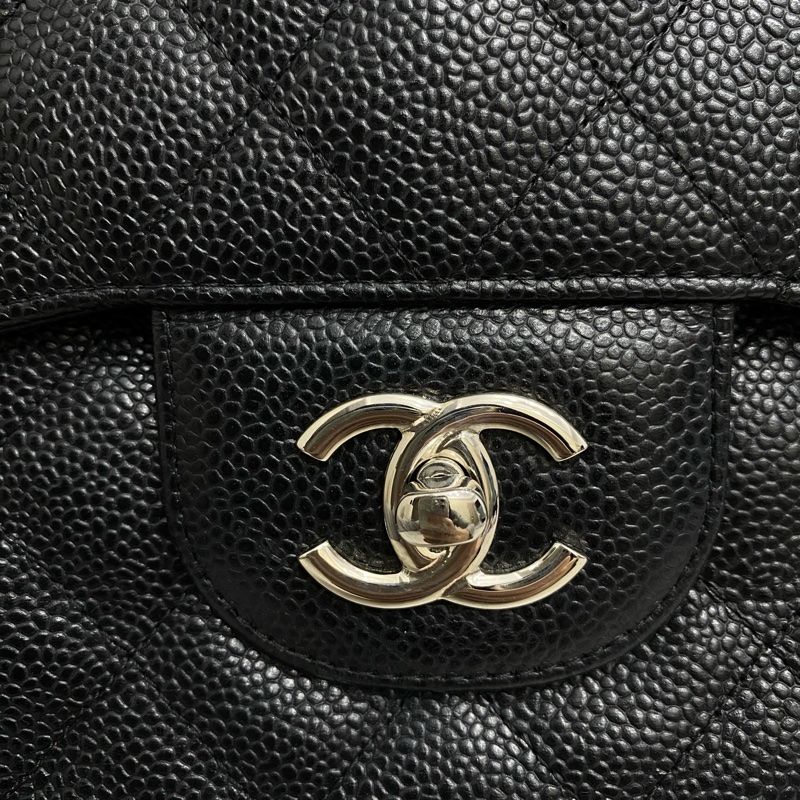 Chanel cf jumbo 黑銀 30cm 雙蓋荔枝牛-2