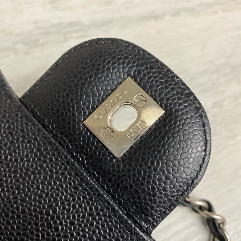 Chanel cf jumbo 黑銀 30cm 雙蓋荔枝牛-3