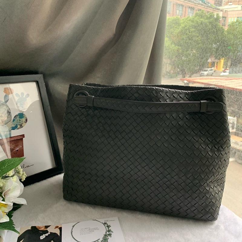 Bottega Veneta 經典編織小羊皮手提/肩背托特包(深灰色)-0