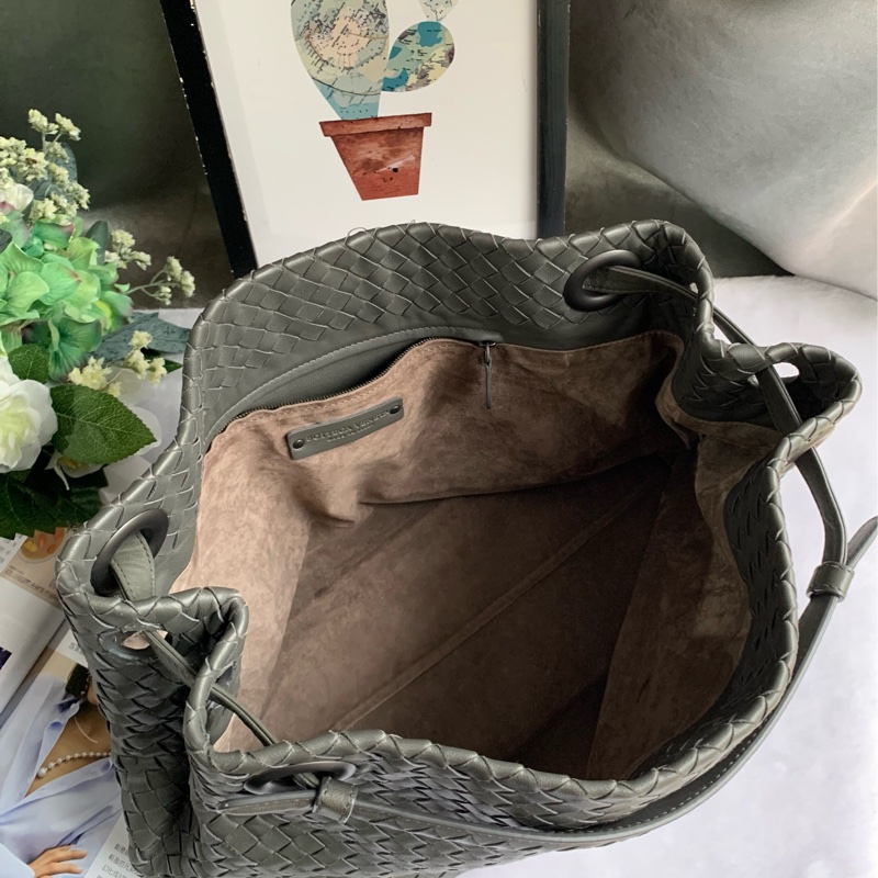 Bottega Veneta 經典編織小羊皮手提/肩背托特包(深灰色)-6
