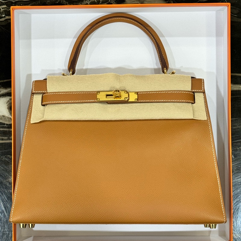 愛馬仕 Hermés Kelly 28金棕Epsom外縫/金釦/ B刻-0