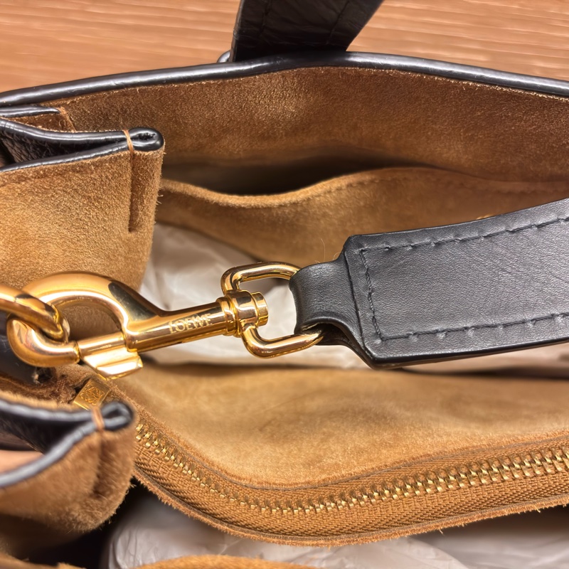 LOEWE Gate Top Handle 經典綁結牛皮手提斜背兩用包(黑色)-10