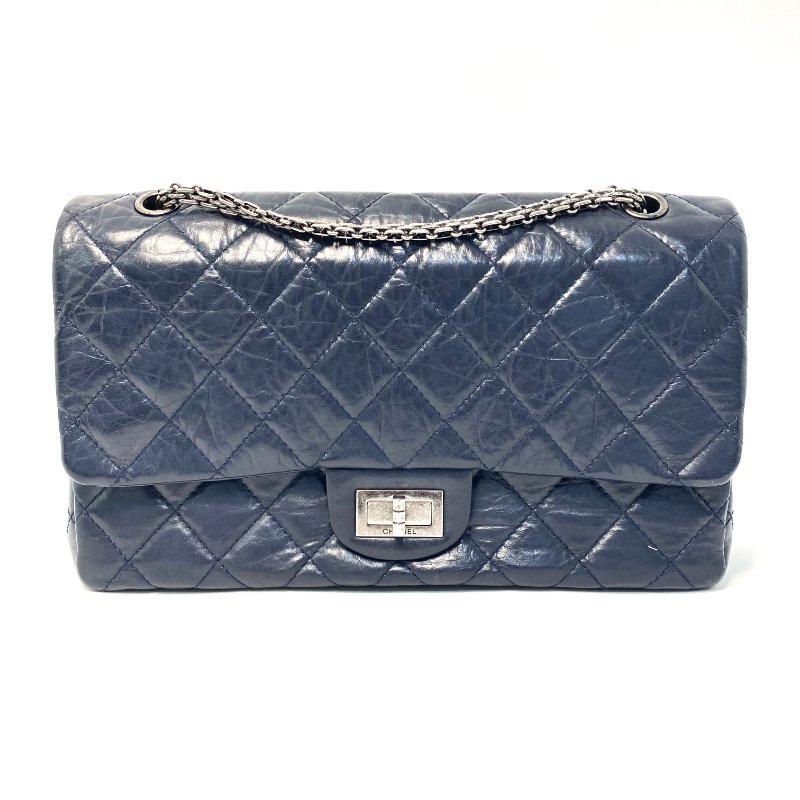 △ Chanel 香奈兒 2.55 Jumbo Navy Aged Calfskin Ruthenium-Finish Metal Chain Flap Bag 2.55特大號深藍色舊化小牛皮鍍釕金屬鏈條肩背袋 A37590 - 247007323-1