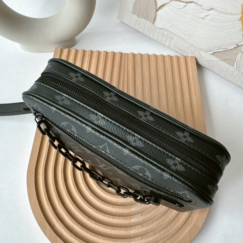 Louis Vuitton Pochette Volga 黑灰老花拉鍊手拿包 M68321-3