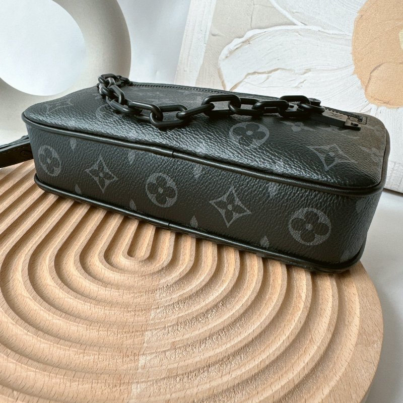 Louis Vuitton Pochette Volga 黑灰老花拉鍊手拿包 M68321-5