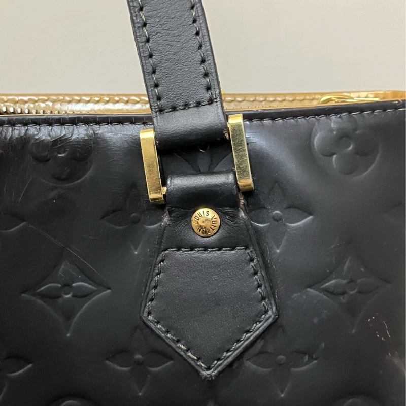 (老闆出國隨便賣)LV 經典 老花 黑 滿版LOGO壓印 五金發亮 手提包 手拿包 LV包-7