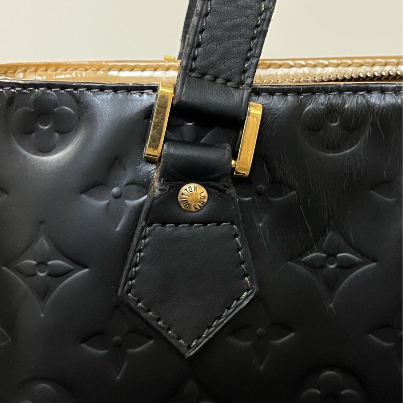 (老闆出國隨便賣)LV 經典 老花 黑 滿版LOGO壓印 五金發亮 手提包 手拿包 LV包-10