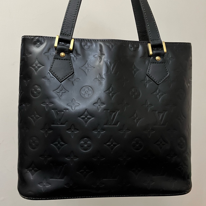 (老闆出國隨便賣)LV 經典 老花 黑 滿版LOGO壓印 五金發亮 手提包 手拿包 LV包-46