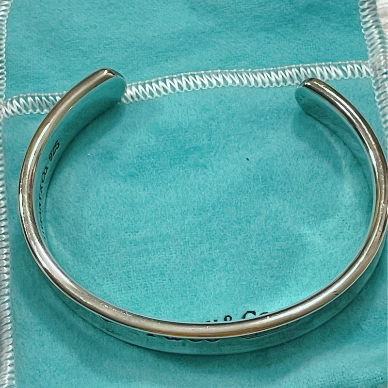 💚Tiffany & Co 💚925 純銀 BASIC CUFF 寬版 手環 手鐲 手鍊 1837-9成新-3