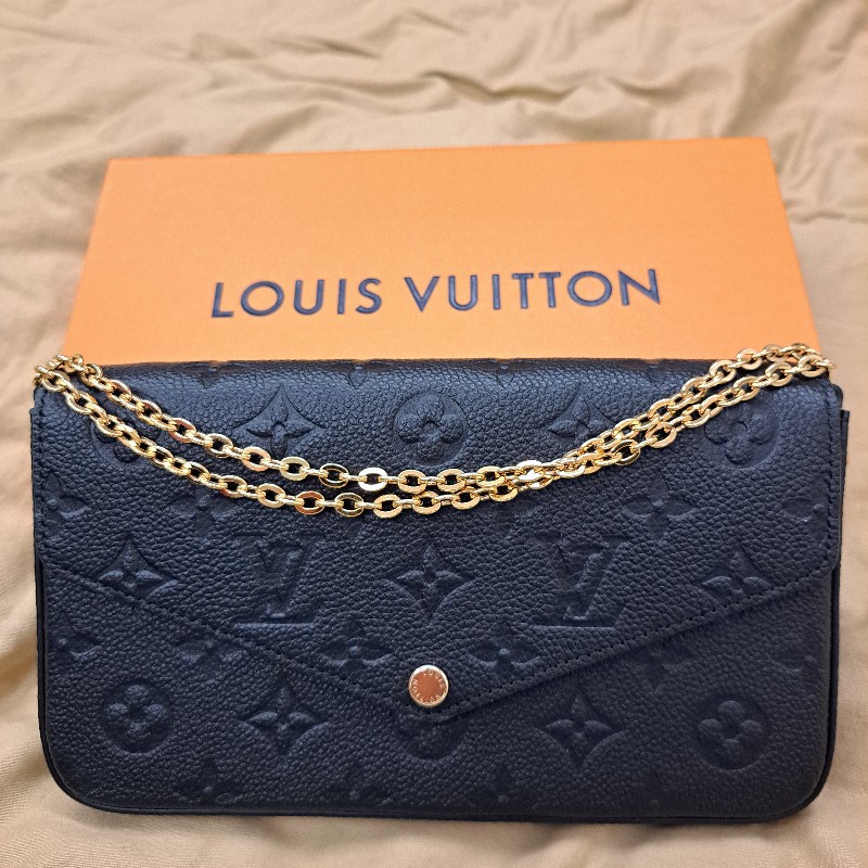 ♥️全新LV三合一 WOC黑色金鍊真皮壓花♥️一包多用超高CP值-4