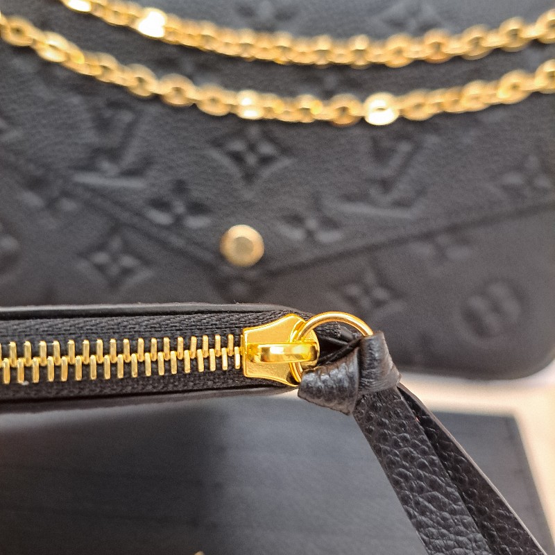 ♥️全新LV三合一 WOC黑色金鍊真皮壓花♥️一包多用超高CP值-5