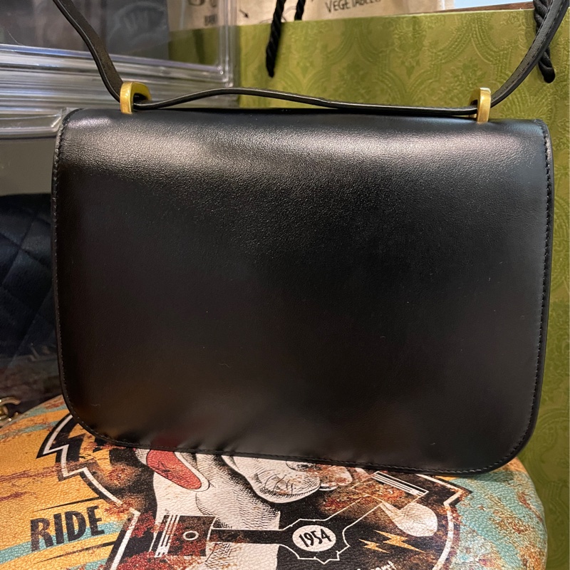 閒置品甜售🔥 SAINT LAURENT YSL 聖羅蘭 黑色 全牛皮 SPONTINI 斜背包-12