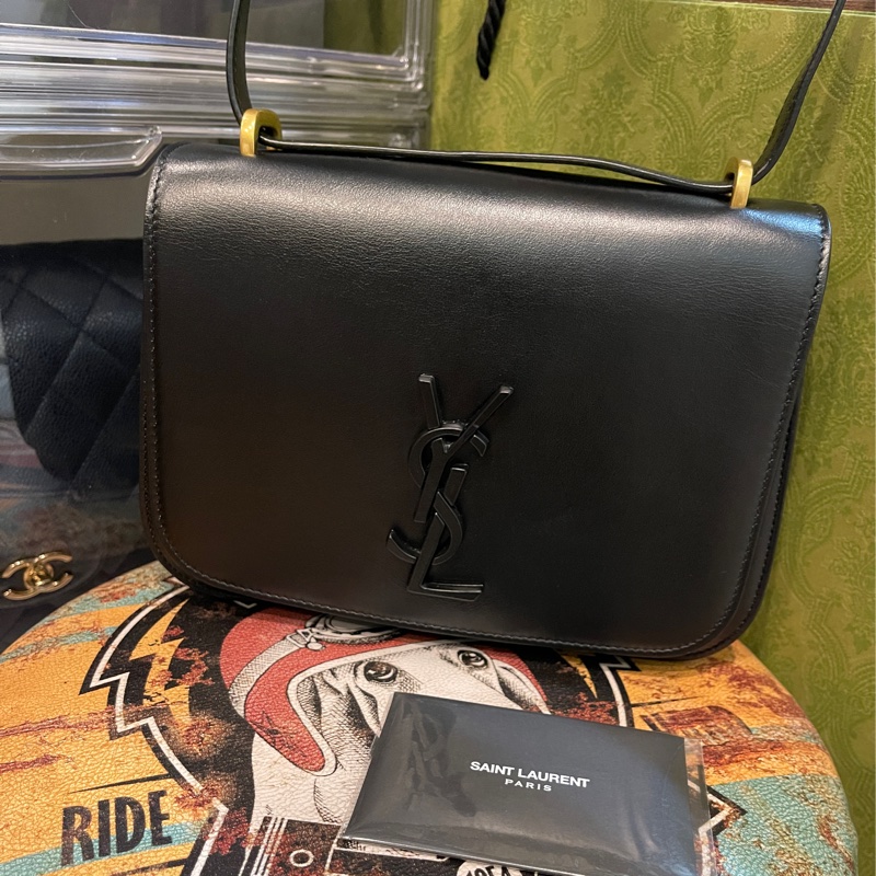 閒置品甜售🔥 SAINT LAURENT YSL 聖羅蘭 黑色 全牛皮 SPONTINI 斜背包-14