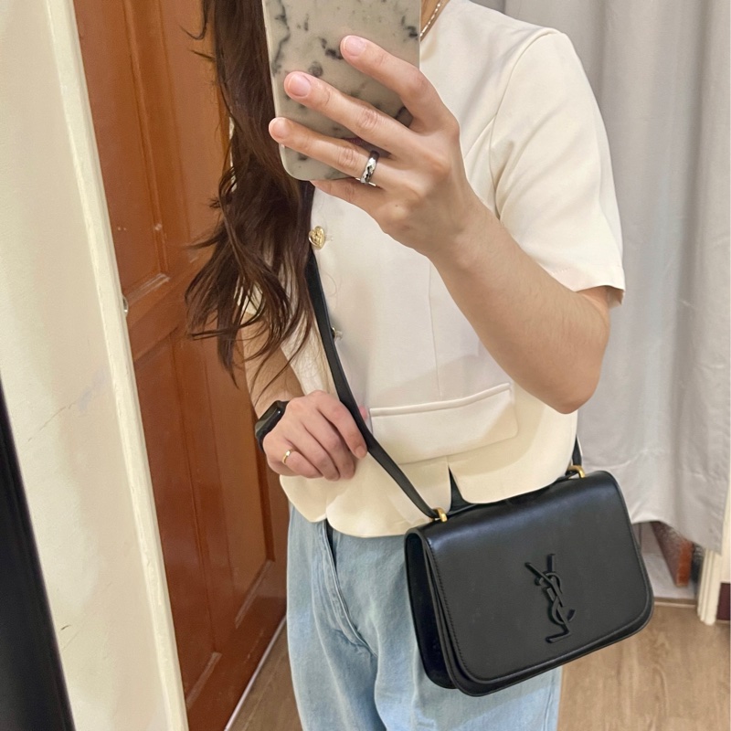 閒置品甜售🔥 SAINT LAURENT YSL 聖羅蘭 黑色 全牛皮 SPONTINI 斜背包-10