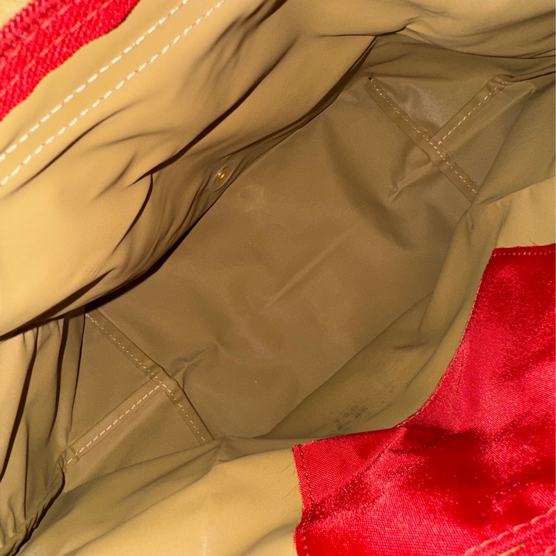 正品 LONGCHAMP Le pliage 長提把摺疊水餃包紅色 M號-3