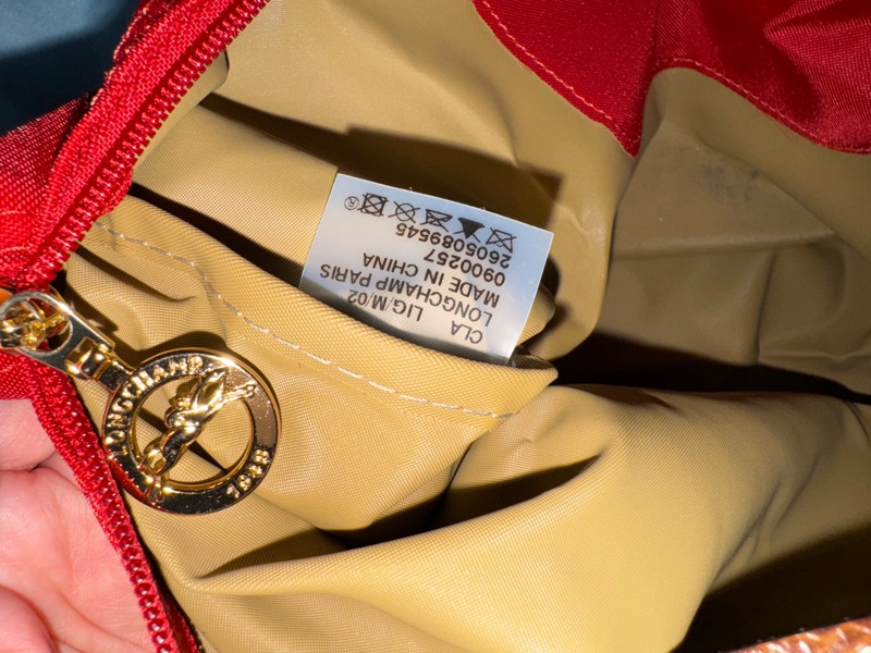 正品 LONGCHAMP Le pliage 長提把摺疊水餃包紅色 M號-4