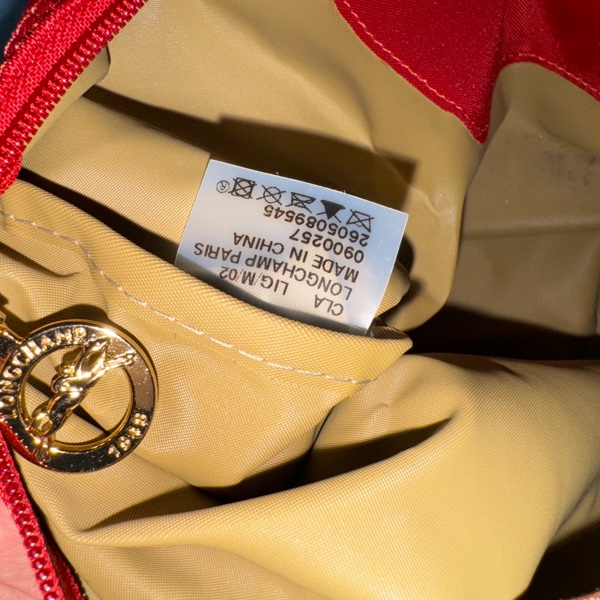 正品 LONGCHAMP Le pliage 長提把摺疊水餃包紅色 M號-6