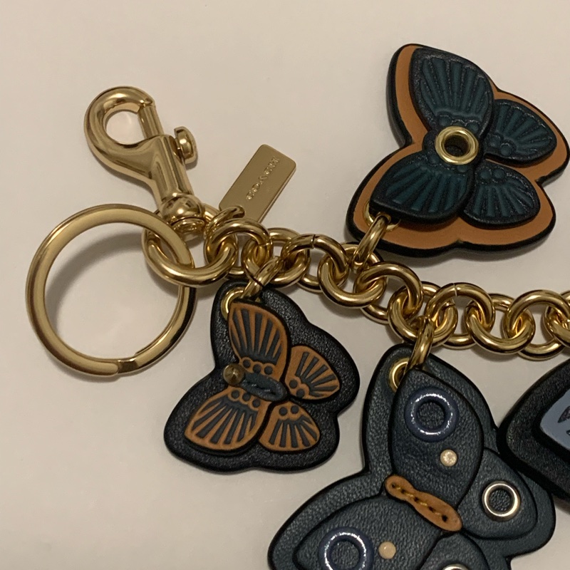 Coach蝴蝶雕飾皮革吊飾&扣環鑰匙圈-3