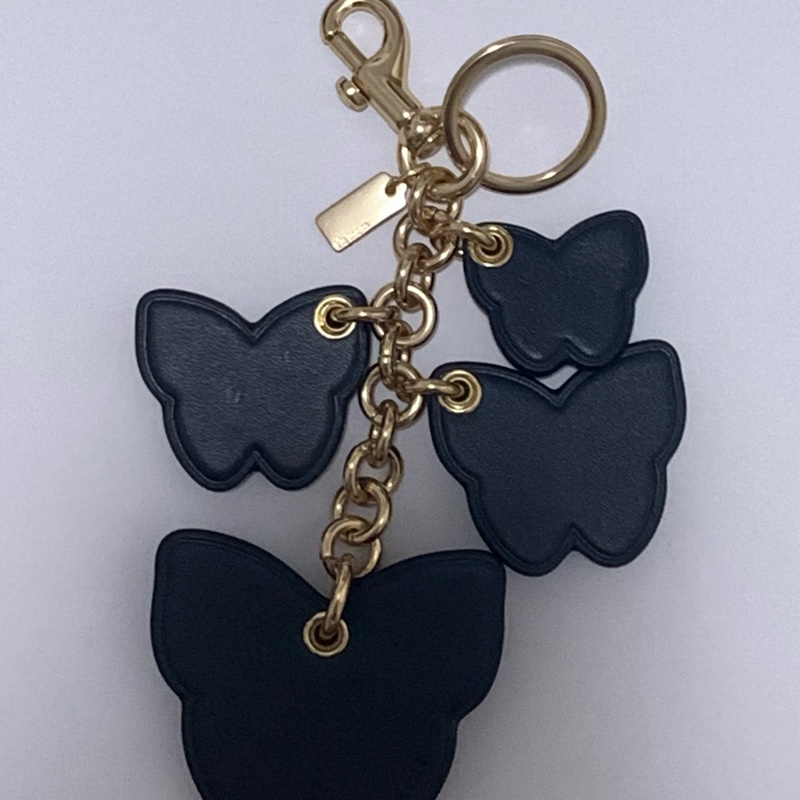 Coach蝴蝶雕飾皮革吊飾&扣環鑰匙圈-5