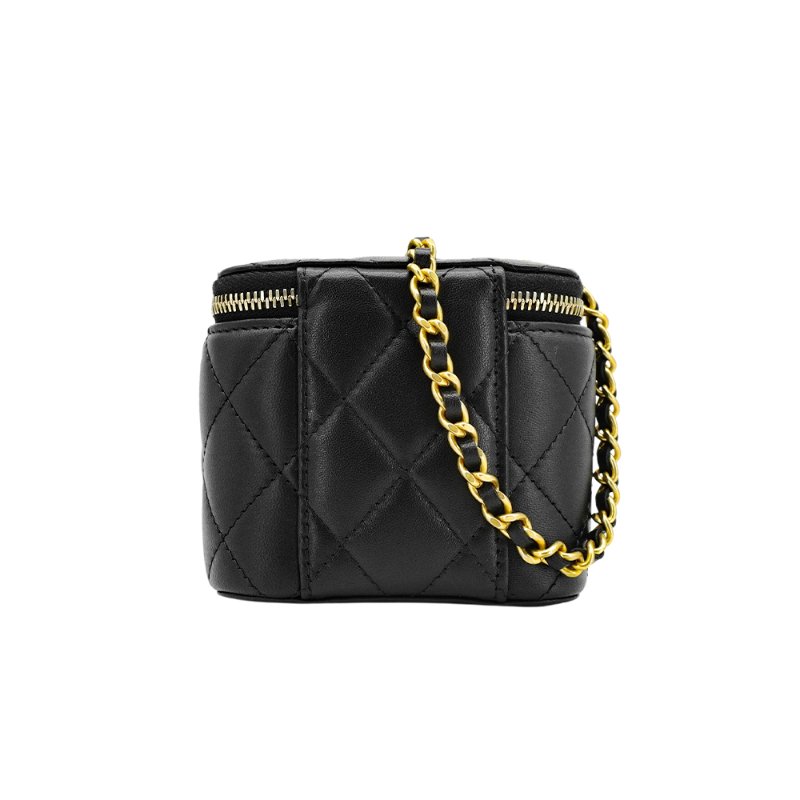 Chanel 展示品 金雙C菱格紋羊皮金球斜背化妝包(AP1447-黑)-4