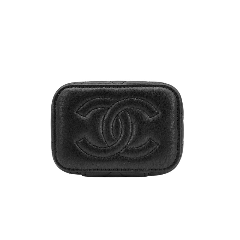 Chanel 展示品 金雙C菱格紋羊皮金球斜背化妝包(AP1447-黑)-5