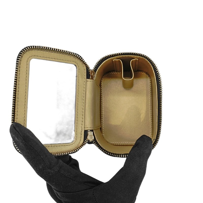 Chanel 展示品 金雙C菱格紋羊皮金球斜背化妝包(AP1447-黑)-6