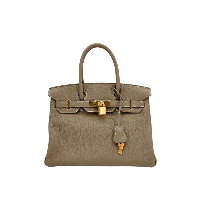 Hermes Birkin Togo牛皮金扣手提柏金包-30cm(大象灰)-0